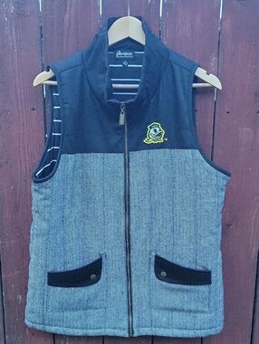 Oregon Ducks Quilted Herringbone Vest - Black & Gray